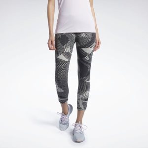 Legginsy Damskie Reebok Lux 3/4 2.0 - Geo Static Czarne PL 87BFONC